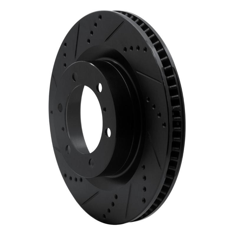 Lexus GX460 Brake Rotor (1) - Front Left - R1 Concepts - Drilled & Slotted - Black - `10-`24